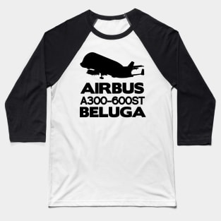 Airbus A300-600ST Beluga Silhouette Print (Black) Baseball T-Shirt